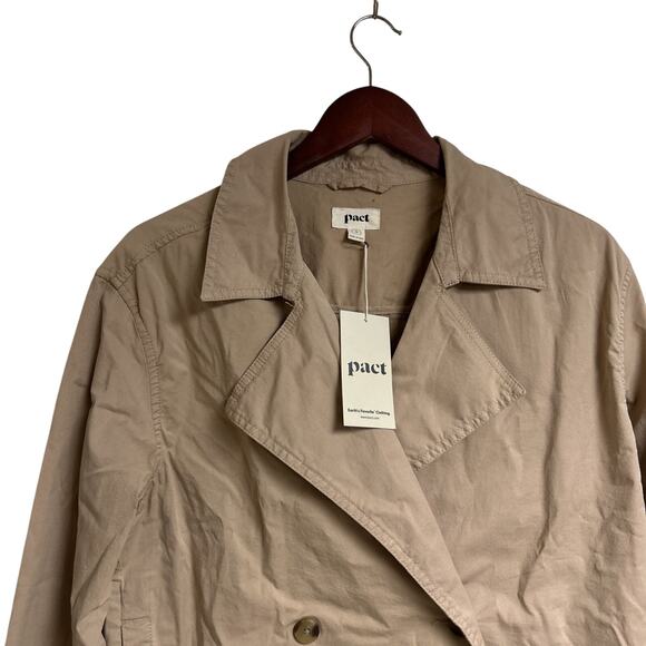 NEW Pact Organic Women S Storm Blvd Brushed Twill Double Breasted Light Jacket - Picture 4 of 11